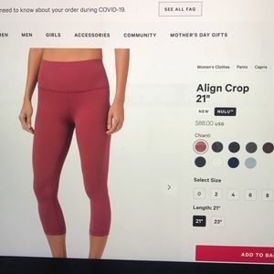 Lulu Lemon Align Crop 21”